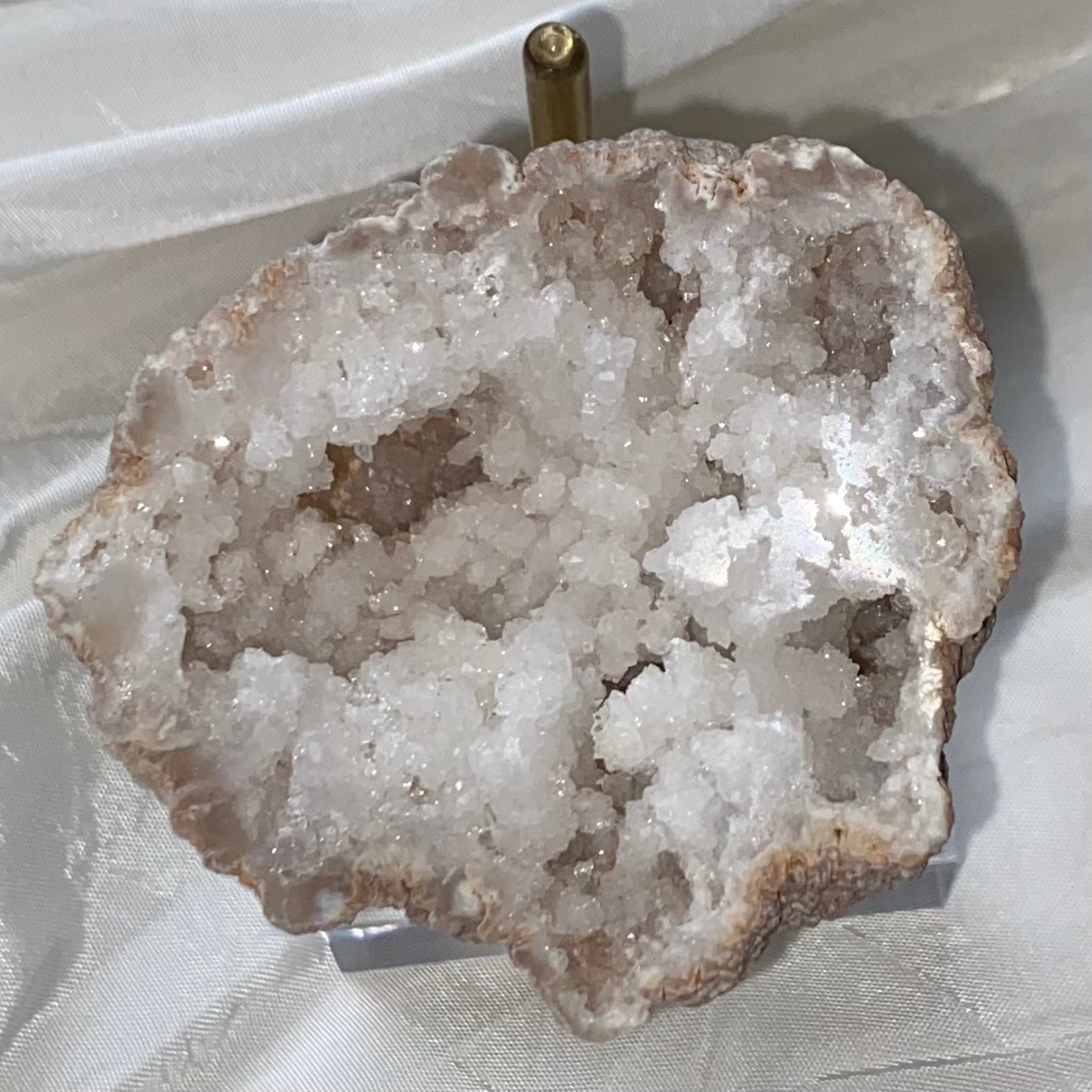 Polished White Quartz Geodes 3- 5.6cm x 6.2cm Crystals