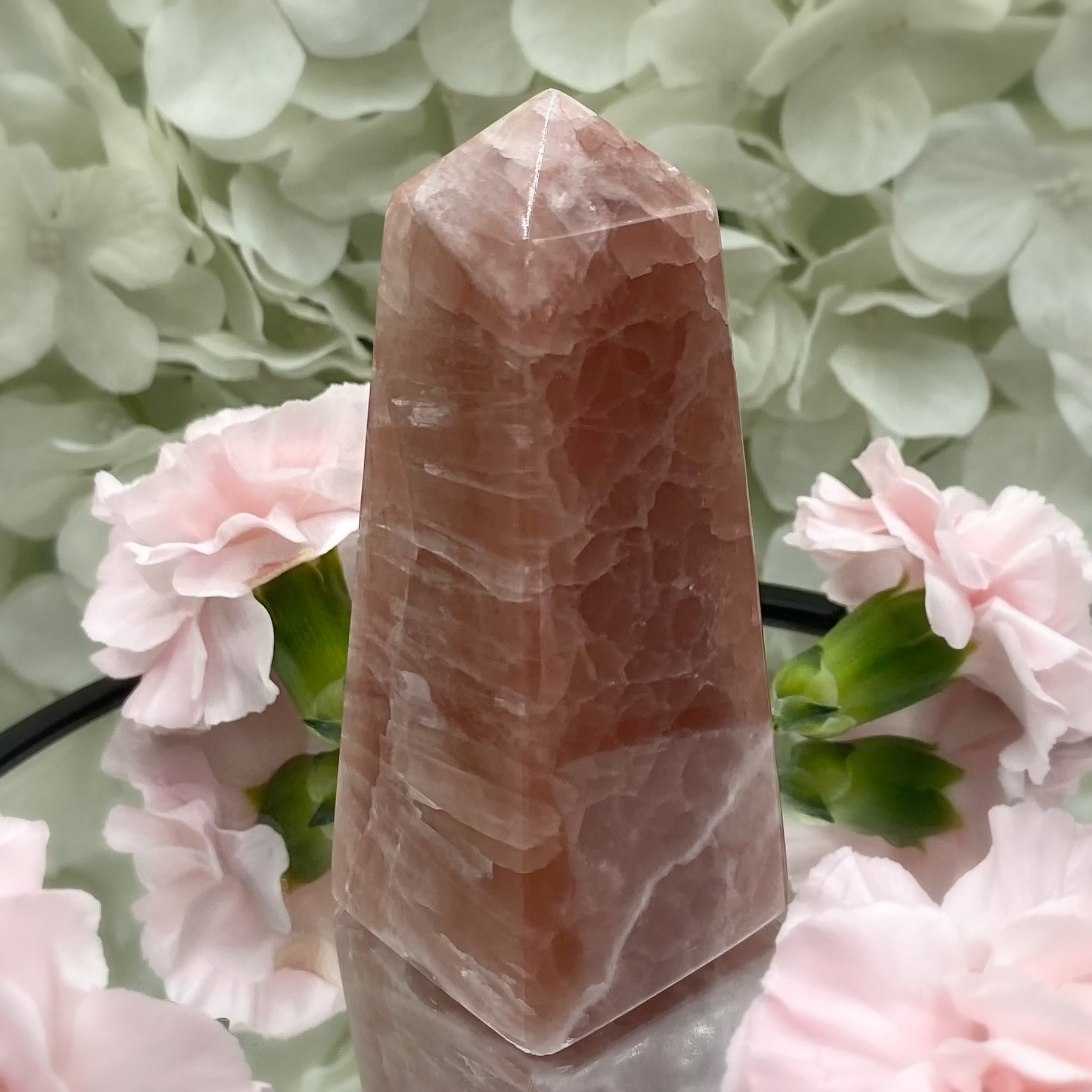 Strawberry Calcite Obelisk - Motivation & Willpower Crystals