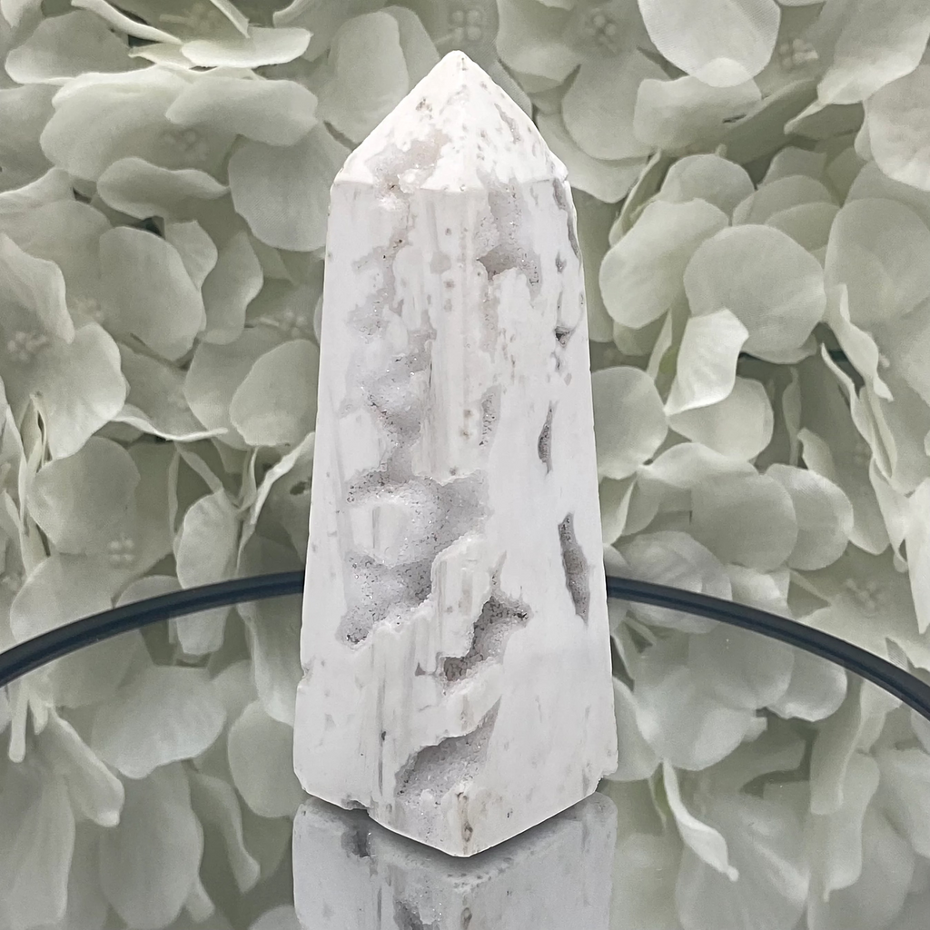 Snow Agate Obelisk - Mental Clarity & Grounding Crystals