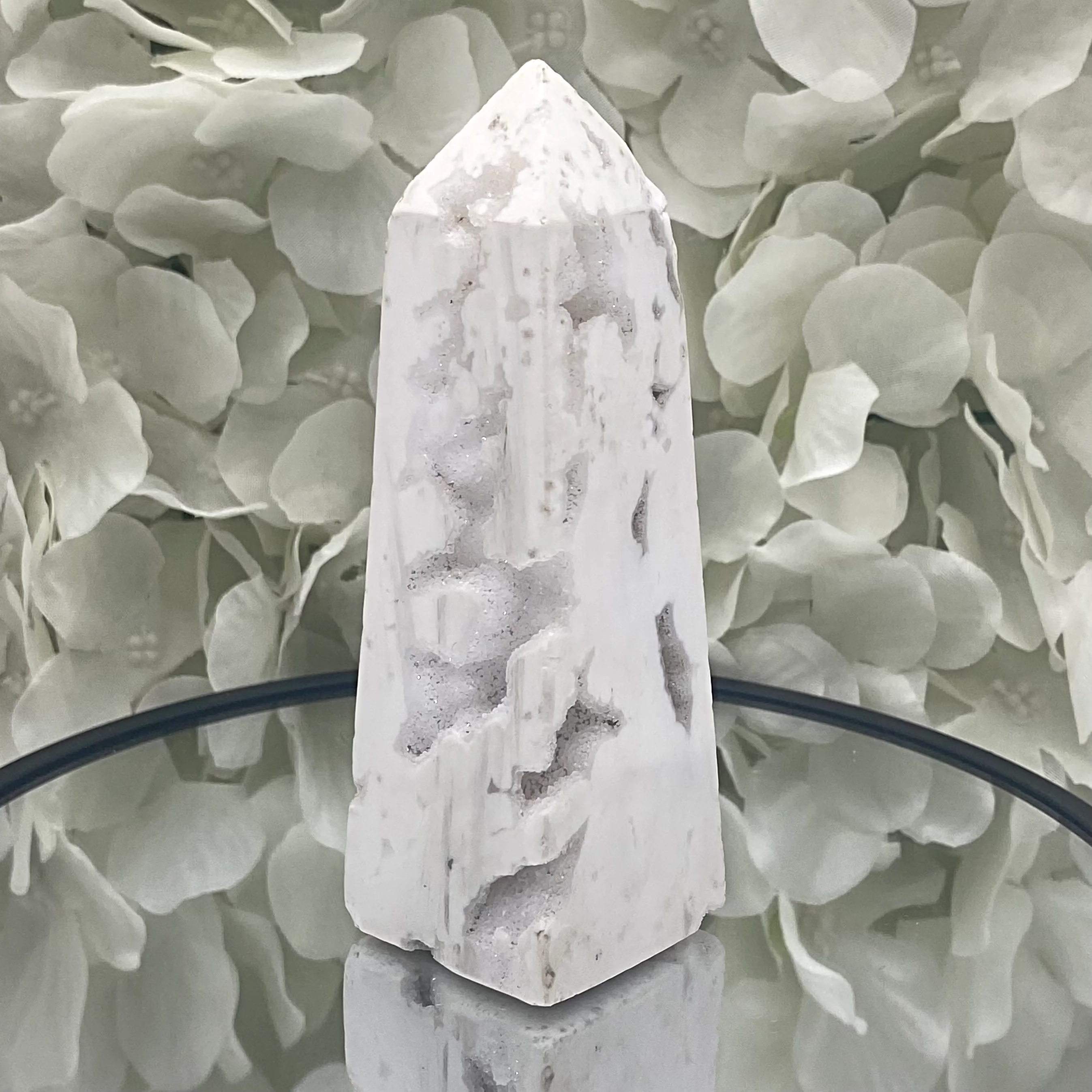 Snow Agate Obelisk - Mental Clarity & Grounding Crystals