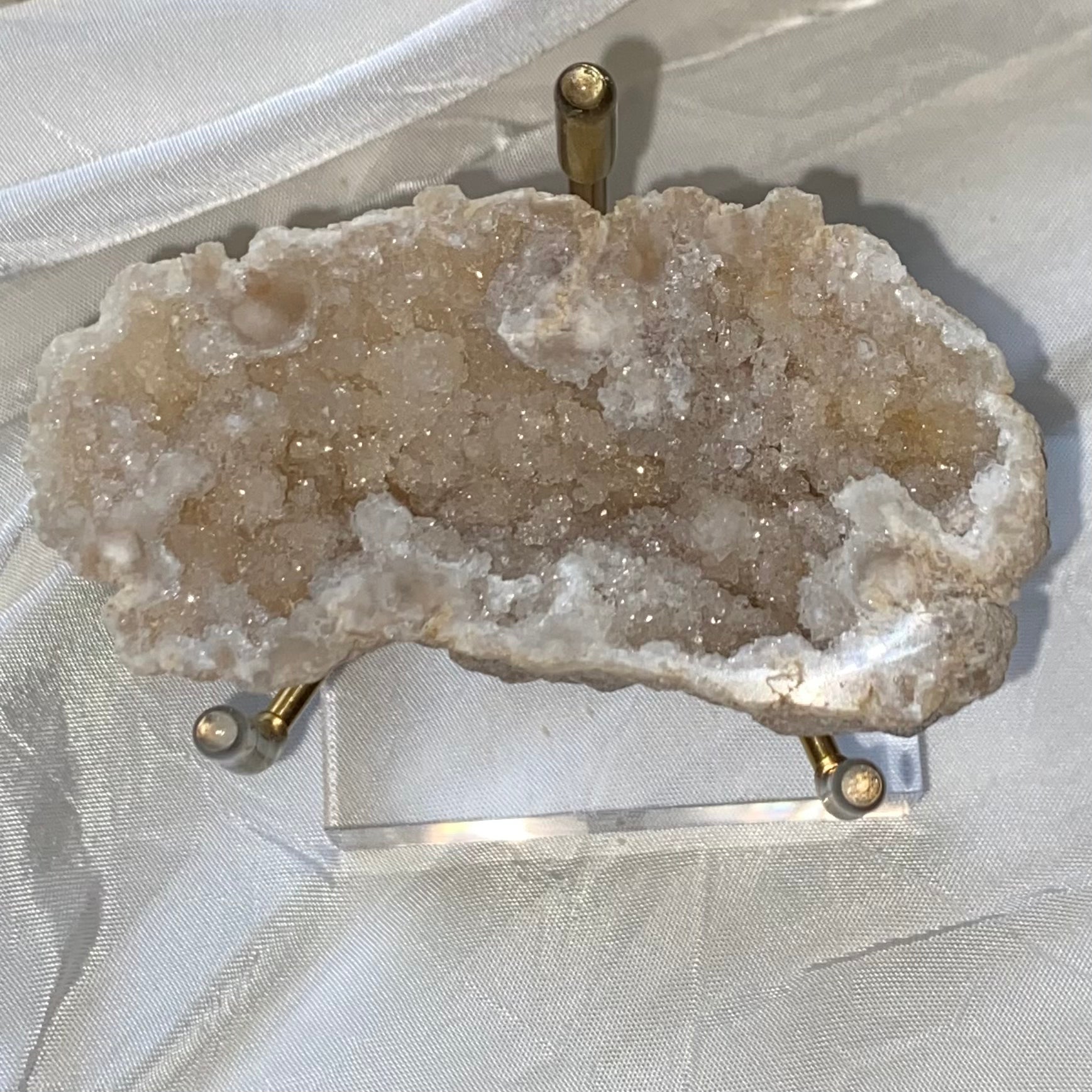Polished White Quartz Geodes 9- 7.3cm x 3.3cm Crystals