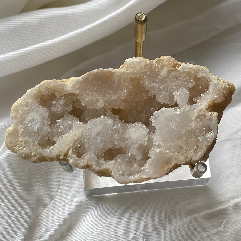 Polished White Quartz Geodes Crystals