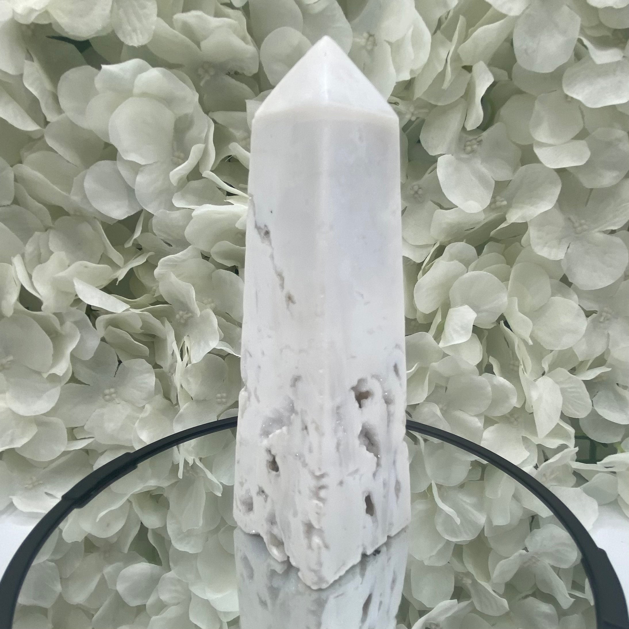 Snow Agate Obelisk - Mental Clarity & Grounding Crystals