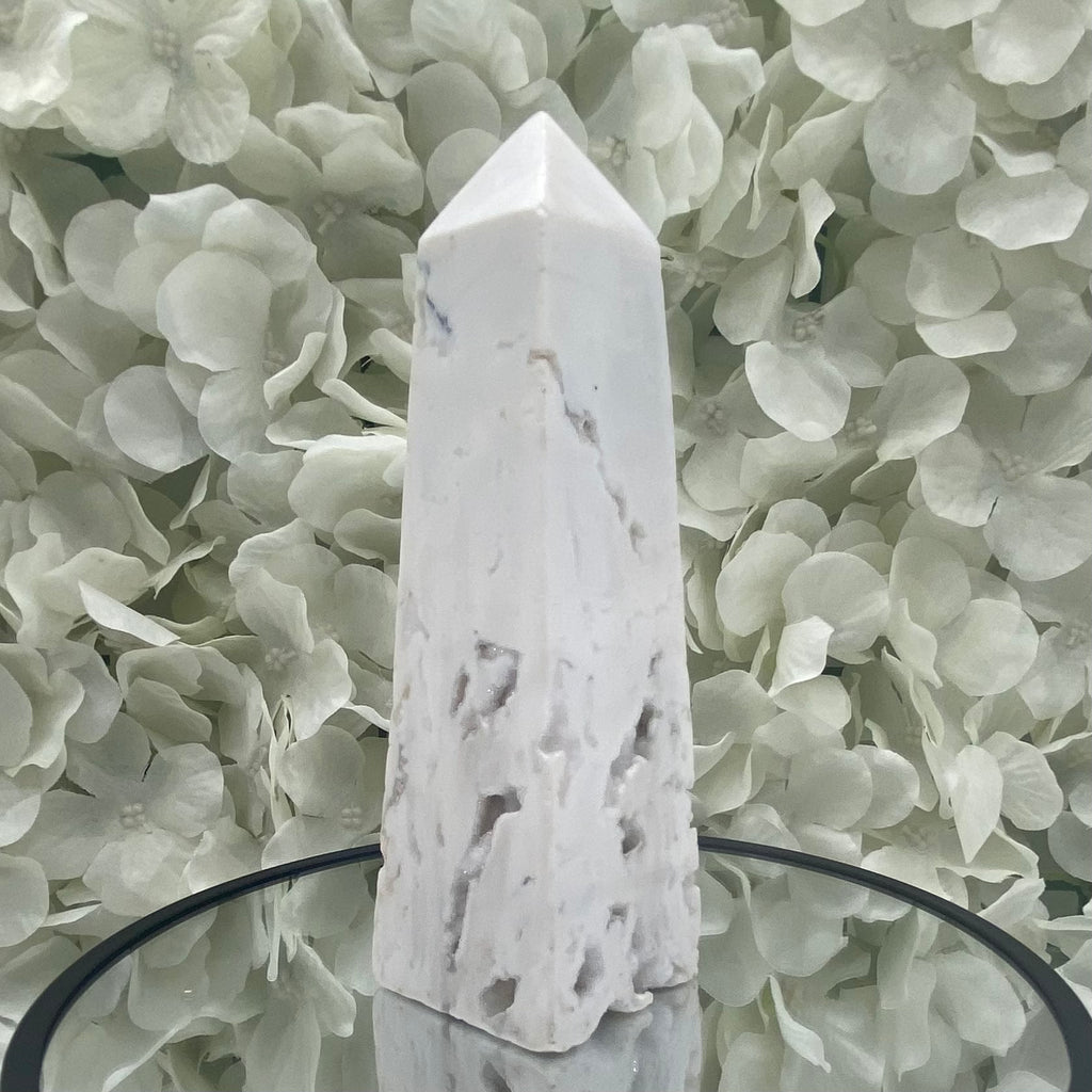 Snow Agate Obelisk - Mental Clarity & Grounding Crystals