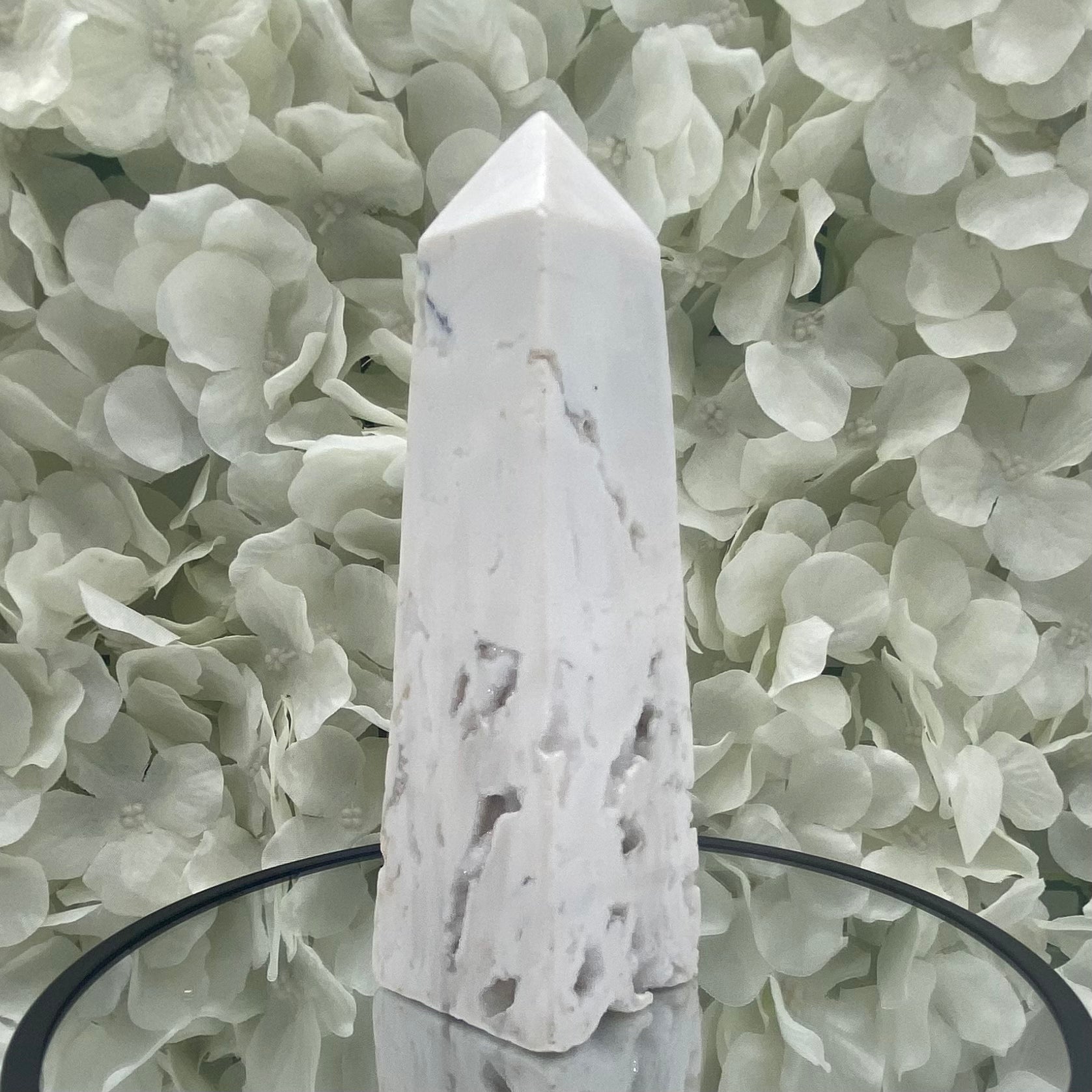 Snow Agate Obelisk - Mental Clarity & Grounding Crystals