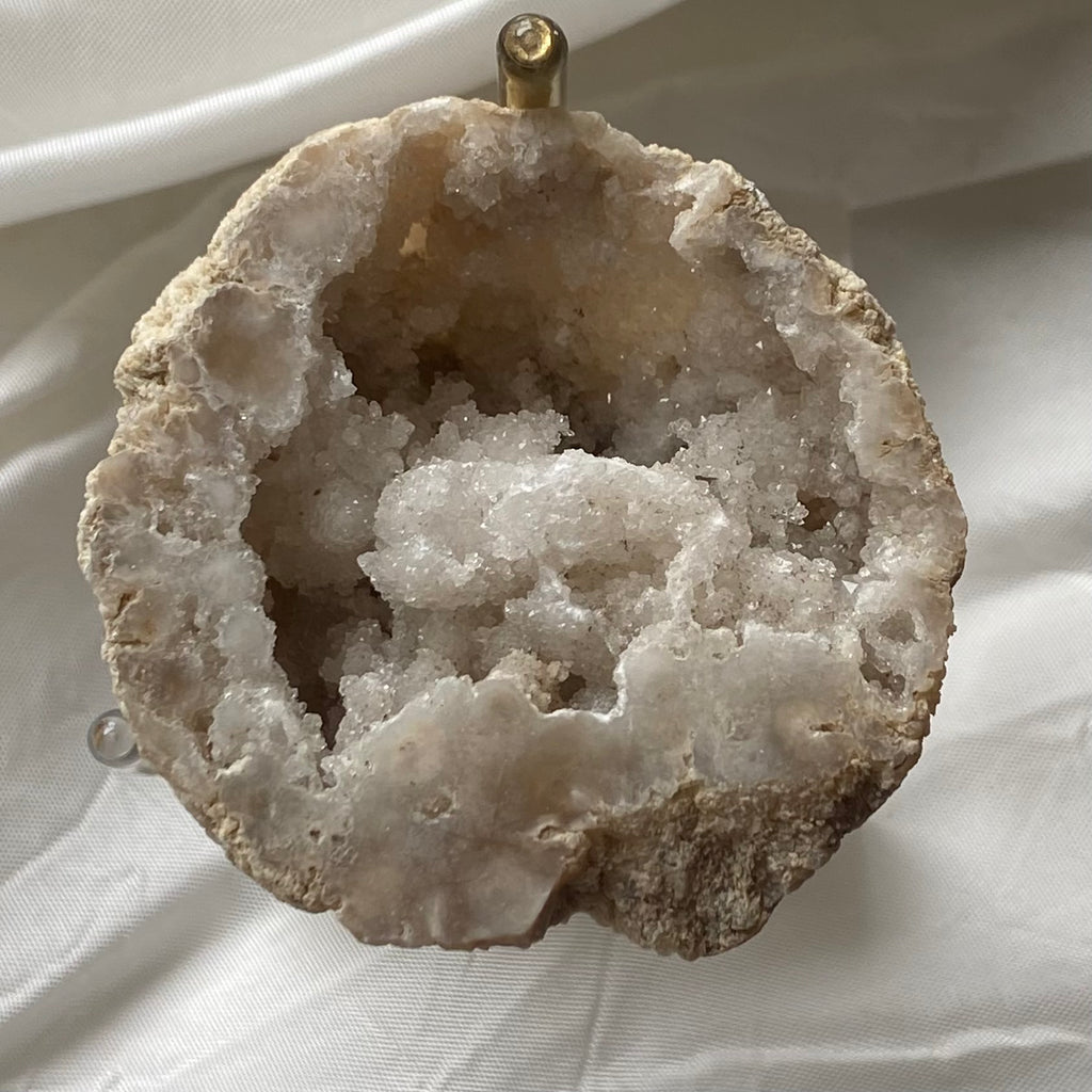 Polished White Quartz Geodes Crystals
