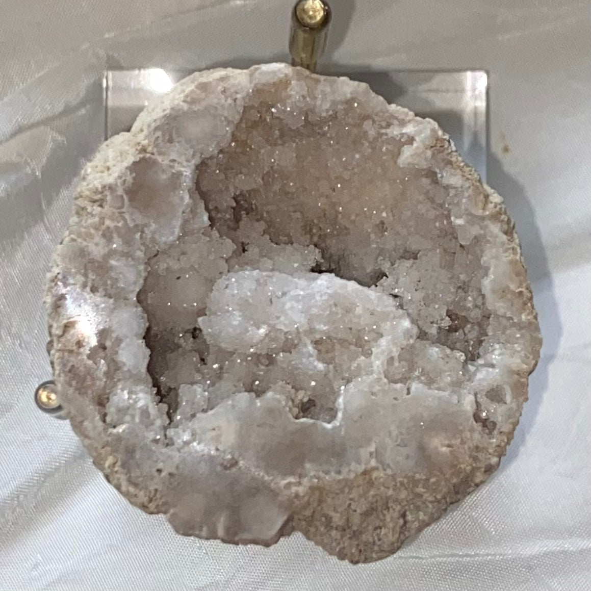 Polished White Quartz Geodes 2- 5.8cm x 5.4cm Crystals