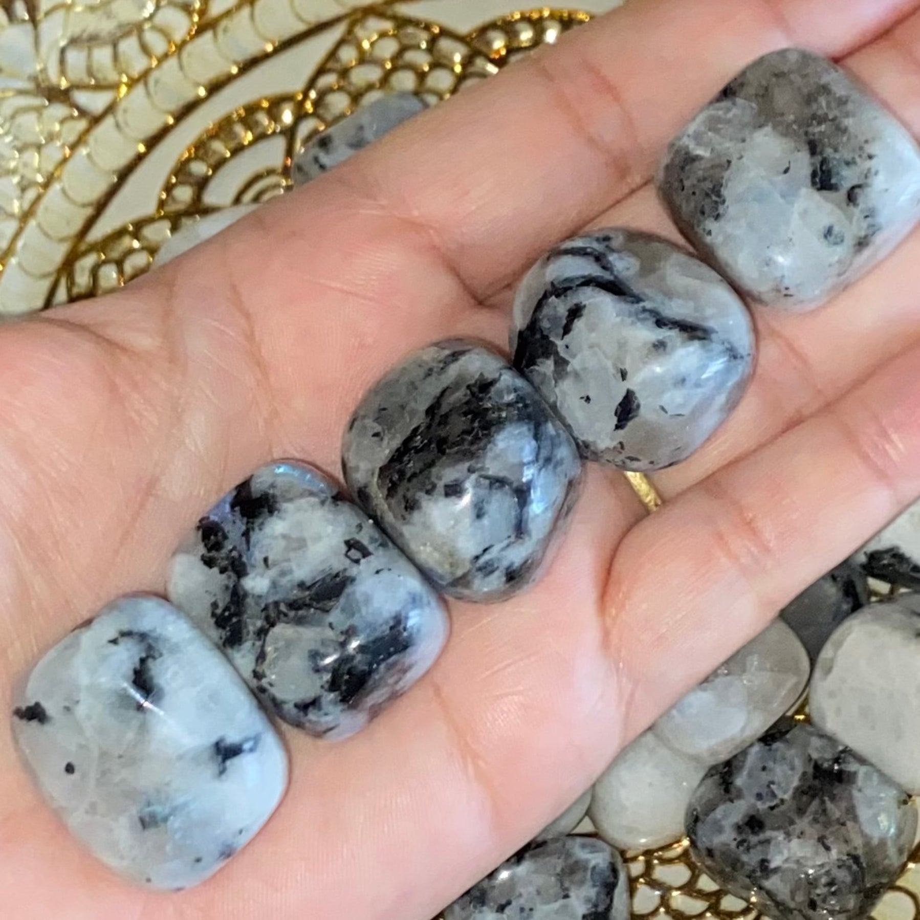 Rainbow Moonstone Tumblestones - Feminine Energy Large Crystals